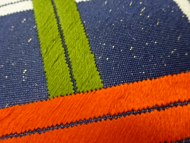  幾何学模様織出し名古屋帯